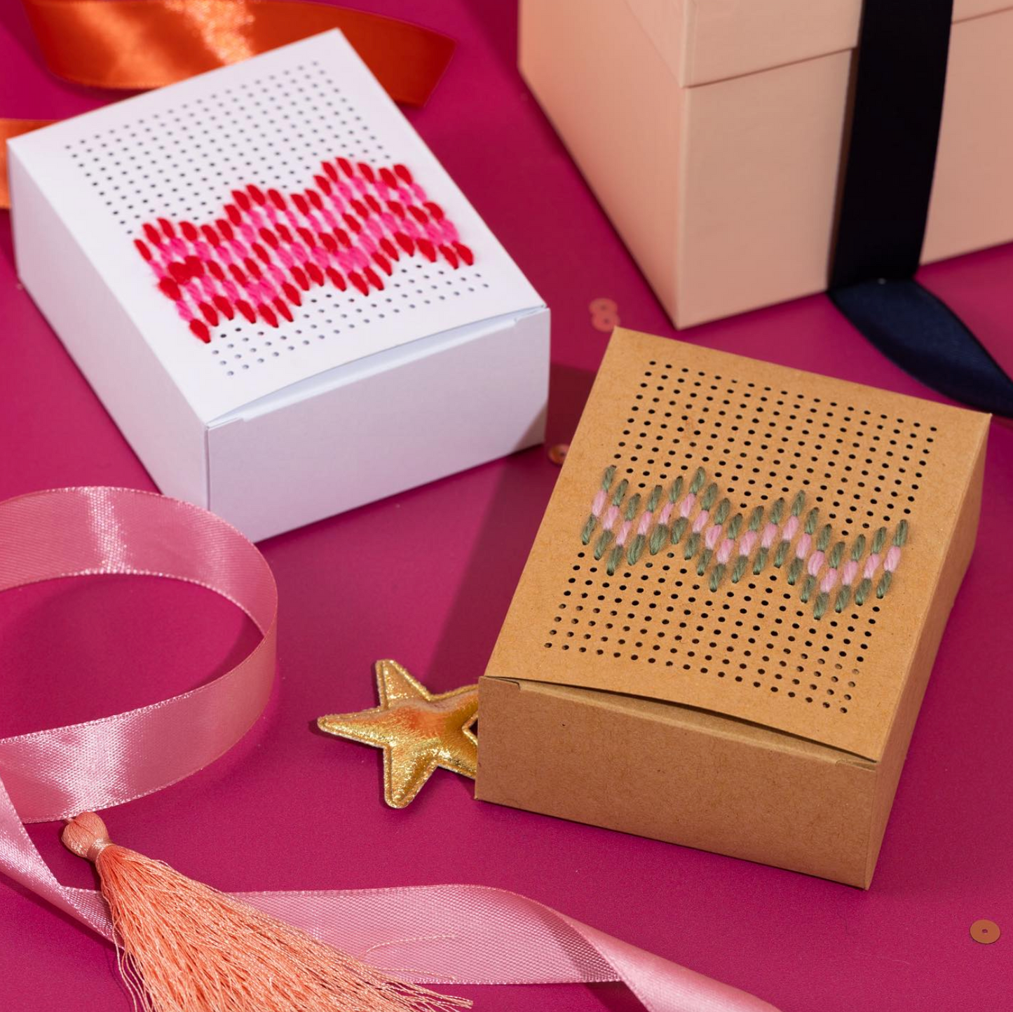 Stitchable boxes